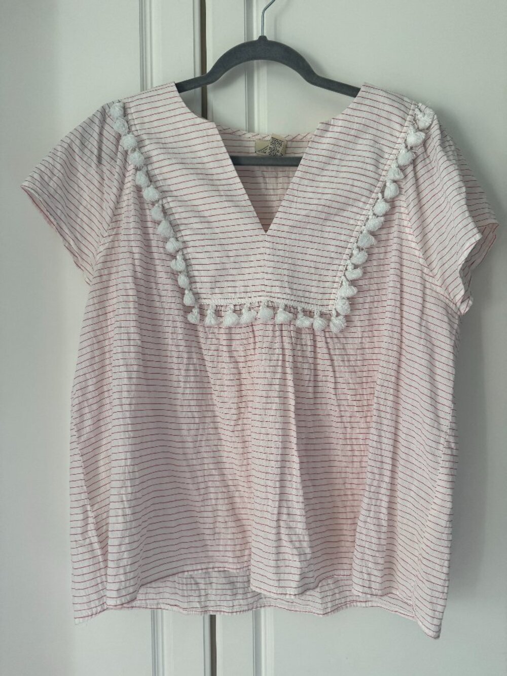 EUC St. John's Bay Pompom Tassel Blouse, size XXL
